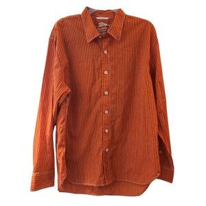 Tommy Bahama Burnt Orange Pinstripe Men's Cotton Button Down Shirt